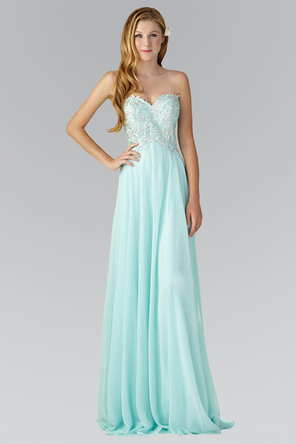 Strapless Chiffon Long Dress with Sweetheart Neckline