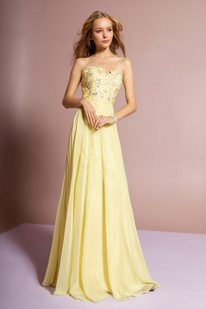 Strapless Chiffon Long Dress with Sweetheart Neckline