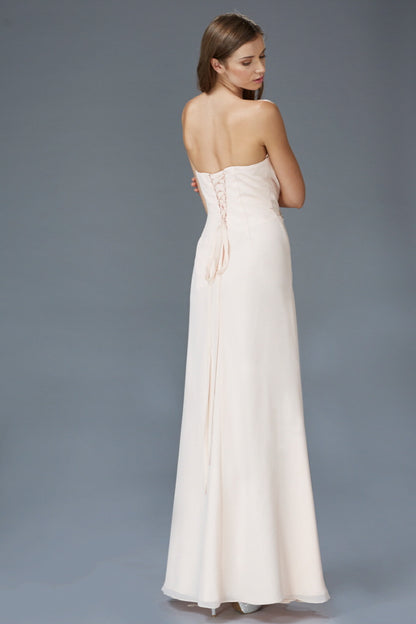 Strapless Sweetheart Long Dress with Pleated Bodice