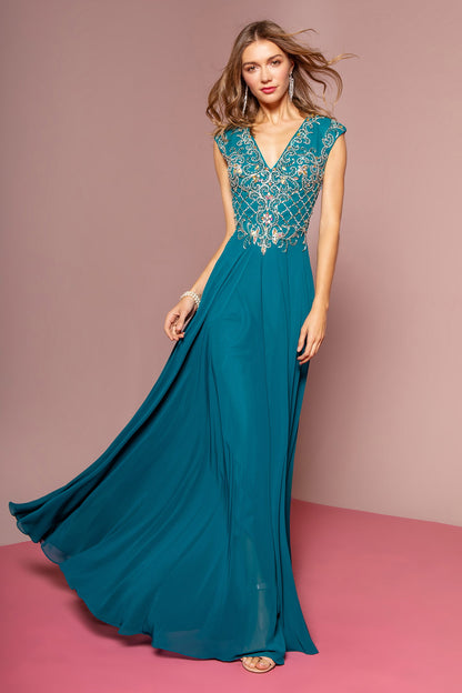 embellished neck chiffon dress Rachel Allan RB8171