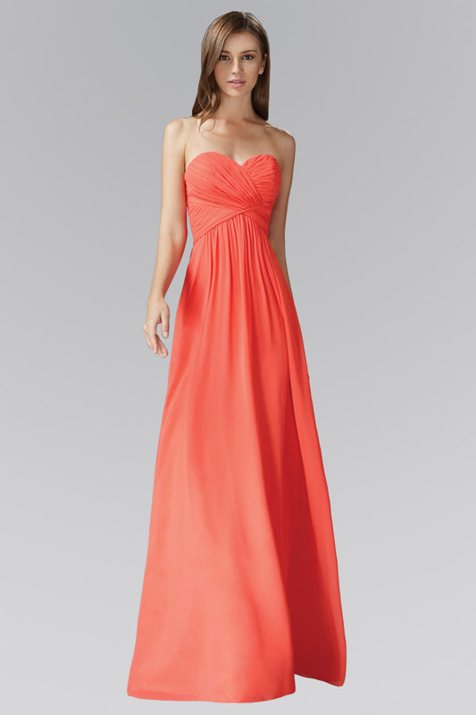 Sweetheart Pleated Criss-Cross Bodice Chiffon Floor Length Dress