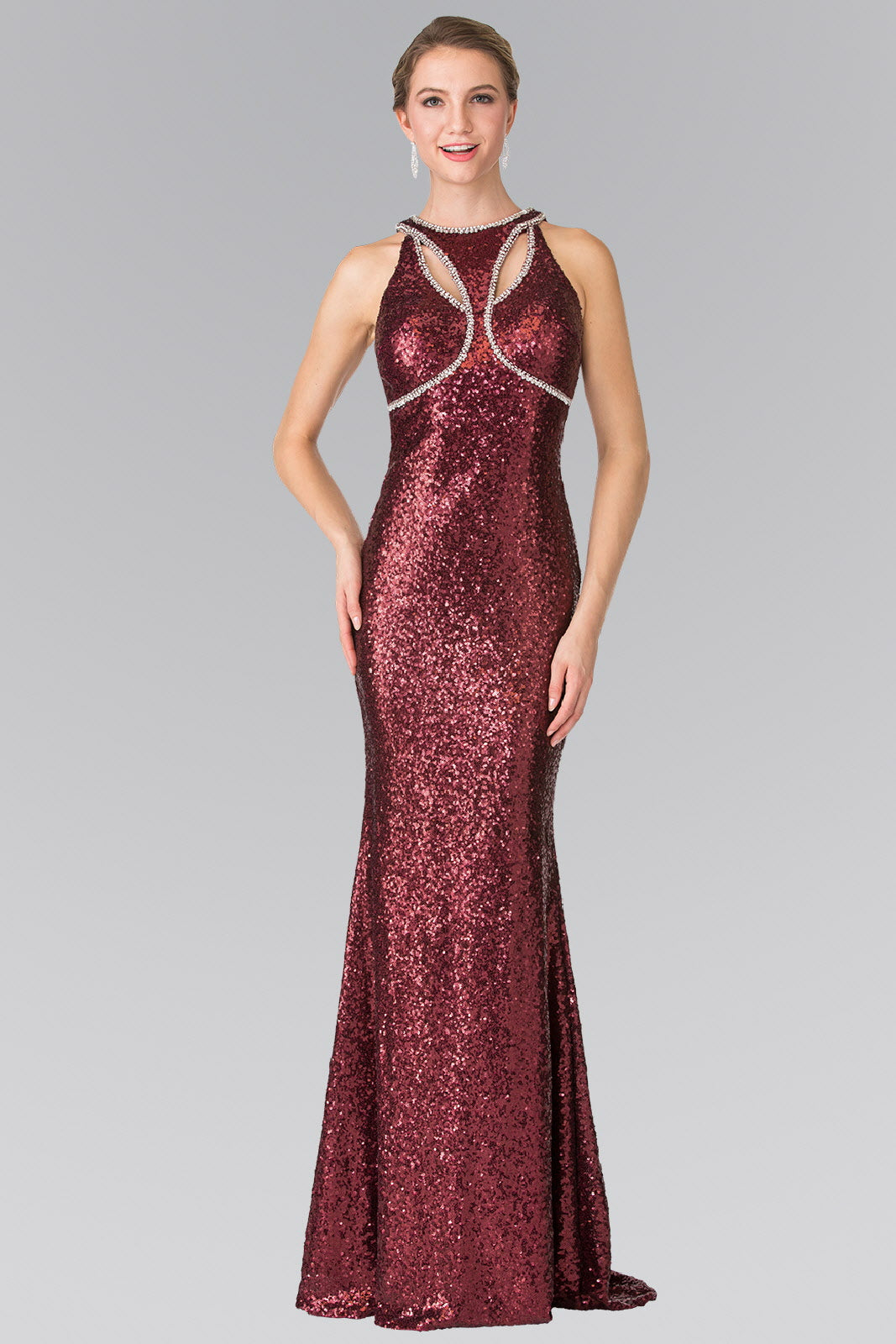 Jewel Embellished Sequin Long Dress