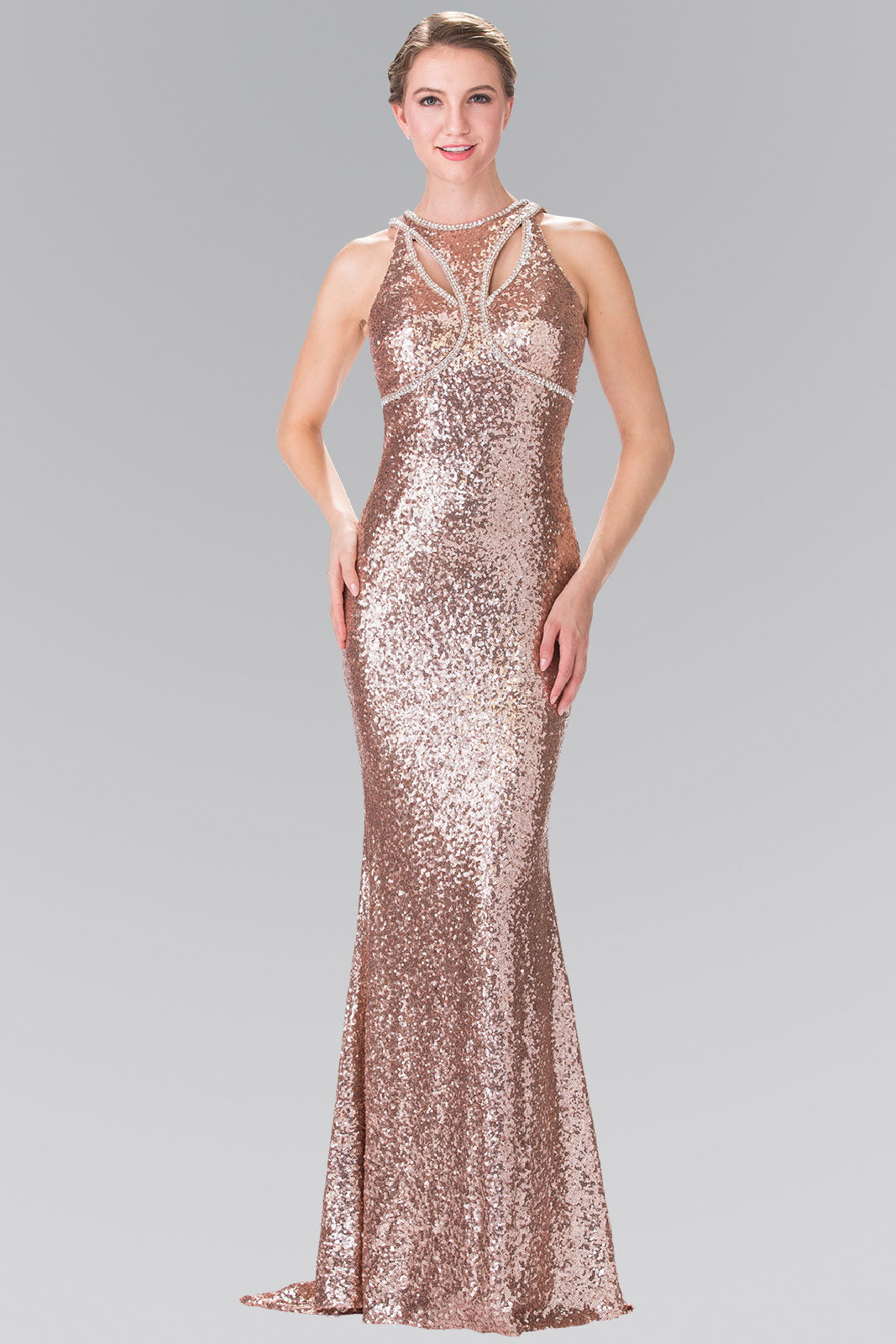 Jewel Embellished Sequin Long Dress