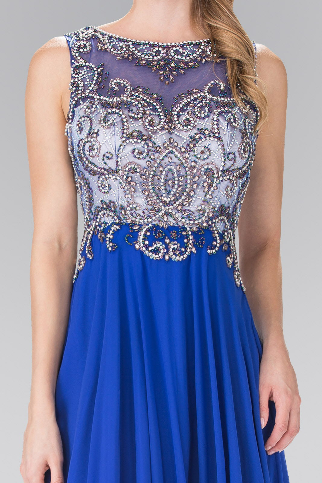 GLS Royal Blue Long Sleeveless Beaded Chiffon Evening Dress - XS - Perfect for Prom and Formal Occasions GLS Royal Blue Long Sleeveless Beaded Chiffon Evening Dress - XS - Perfect for Prom and Formal Occasions