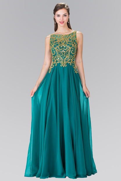 Beads Embellished Bodice Floor Length Chiffon Prom Dress