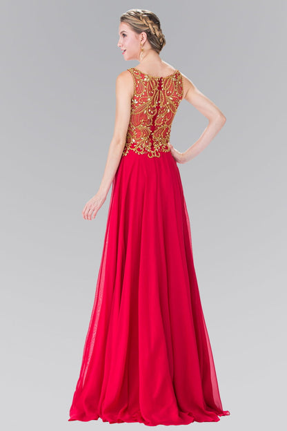 Beads Embellished Bodice Floor Length Chiffon Prom Dress