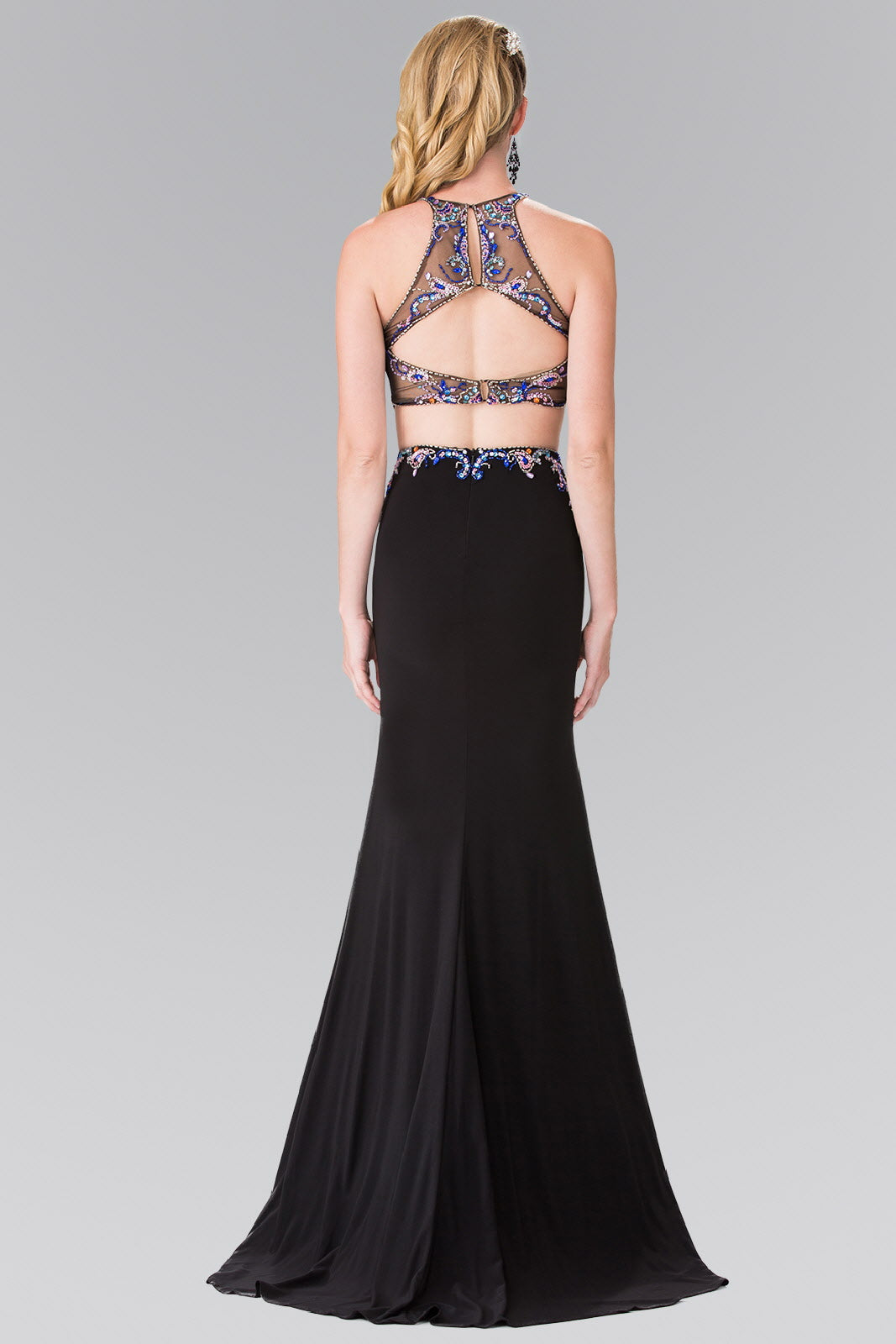 Beaded Two-Piece Dress with Cut-Out Back