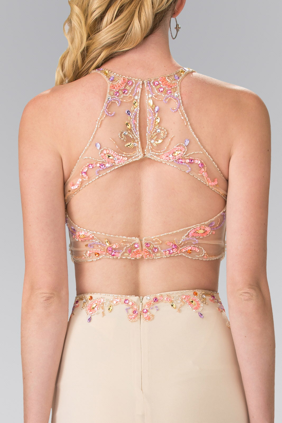 Beaded Two-Piece Dress with Cut-Out Back