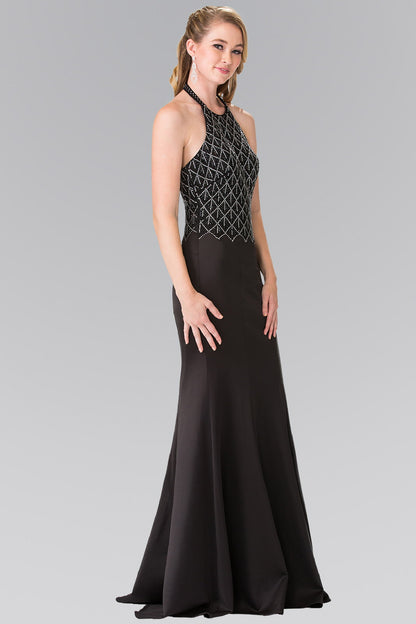 Halter-Neck Beads Embellished Bodice Long Dress