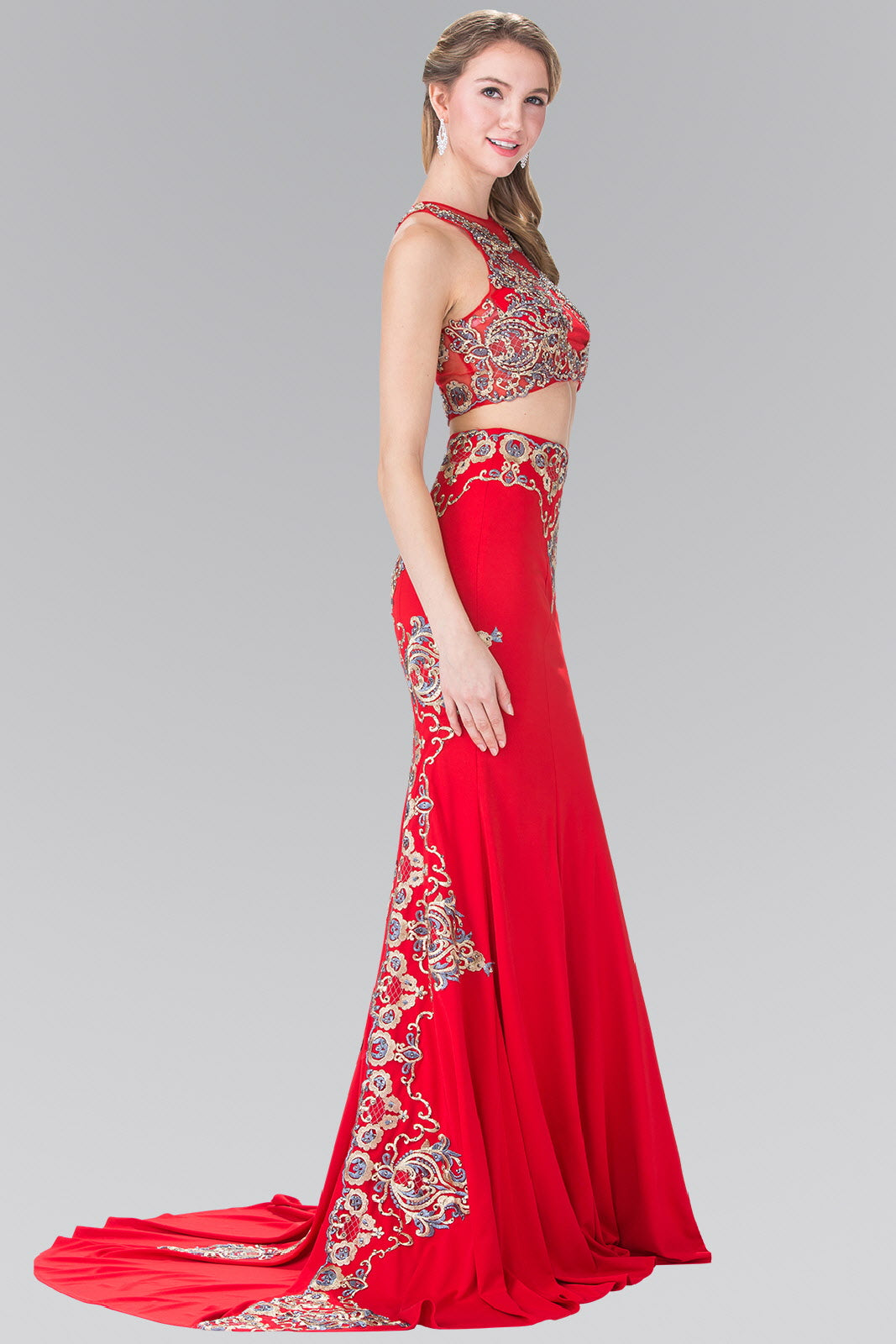 red two piece maxi dress Two-Piece Embroidery Jersey Long with Tail S / Color:IVORY COMBO 230718PinterestF Enjoy incredible deals and Chic / Beautiful Black