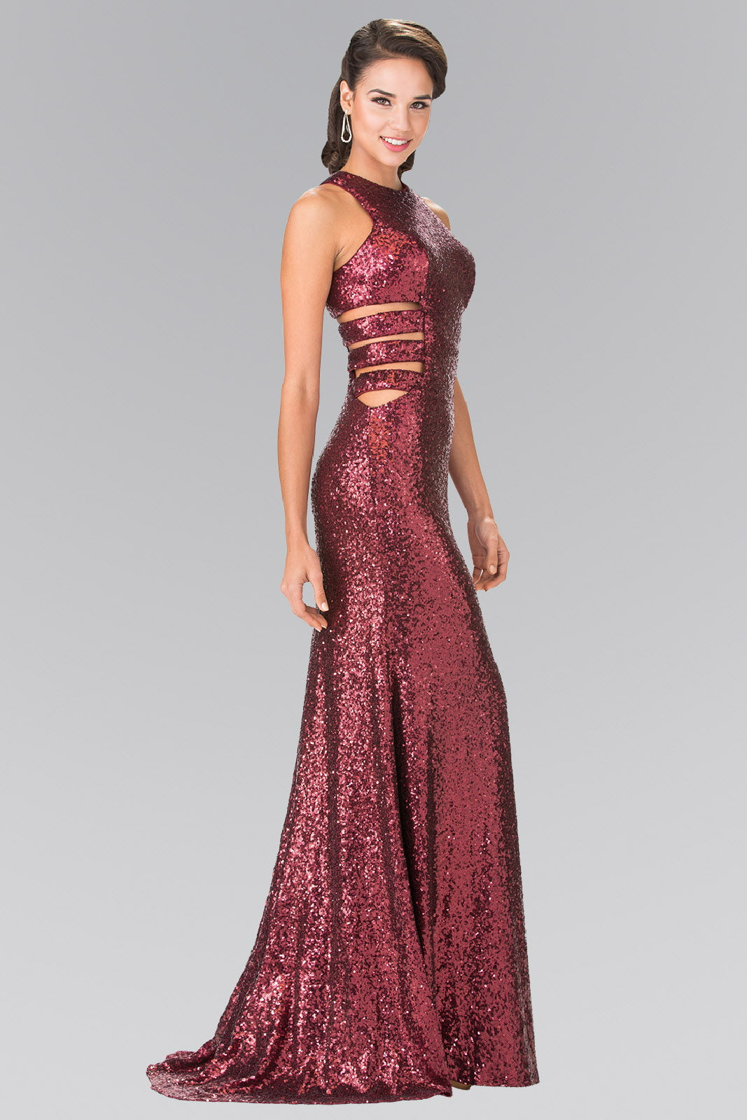 Sleeveless Sequin Long Dress with Side Cut-Out