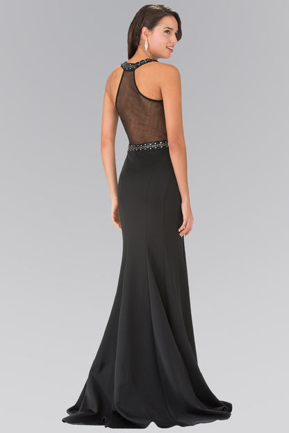 Beads Embellished Bodice Long Dress with Sheer Back