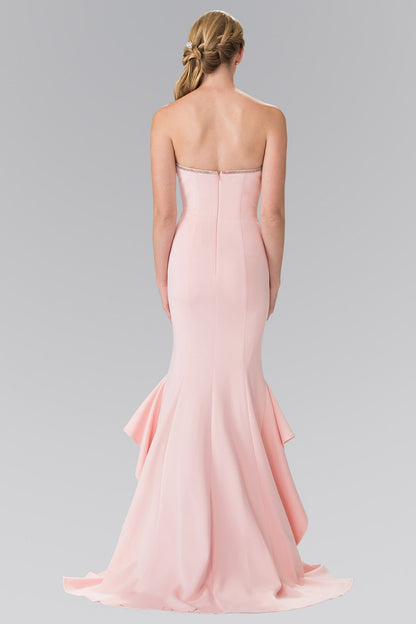 Strapless Long Dress with Beading Along The Top of The Bodice