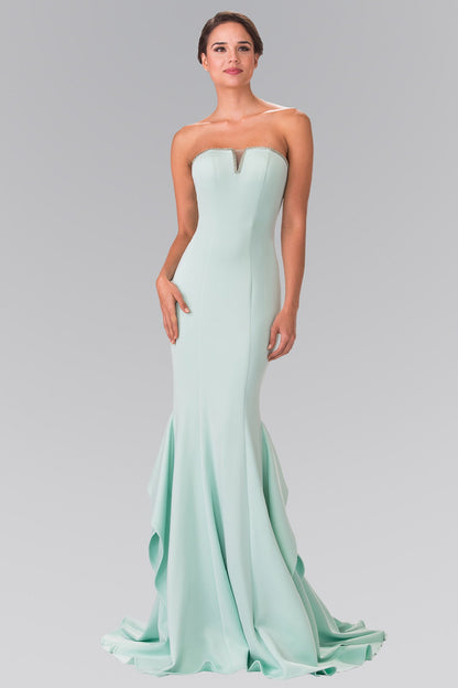 Strapless Long Dress with Beading Along The Top of The Bodice