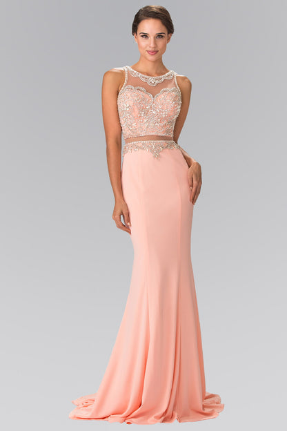 Mock Two-Piece Long Dress with Beaded Top