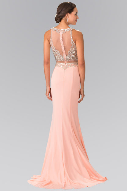 Mock Two-Piece Long Dress with Beaded Top