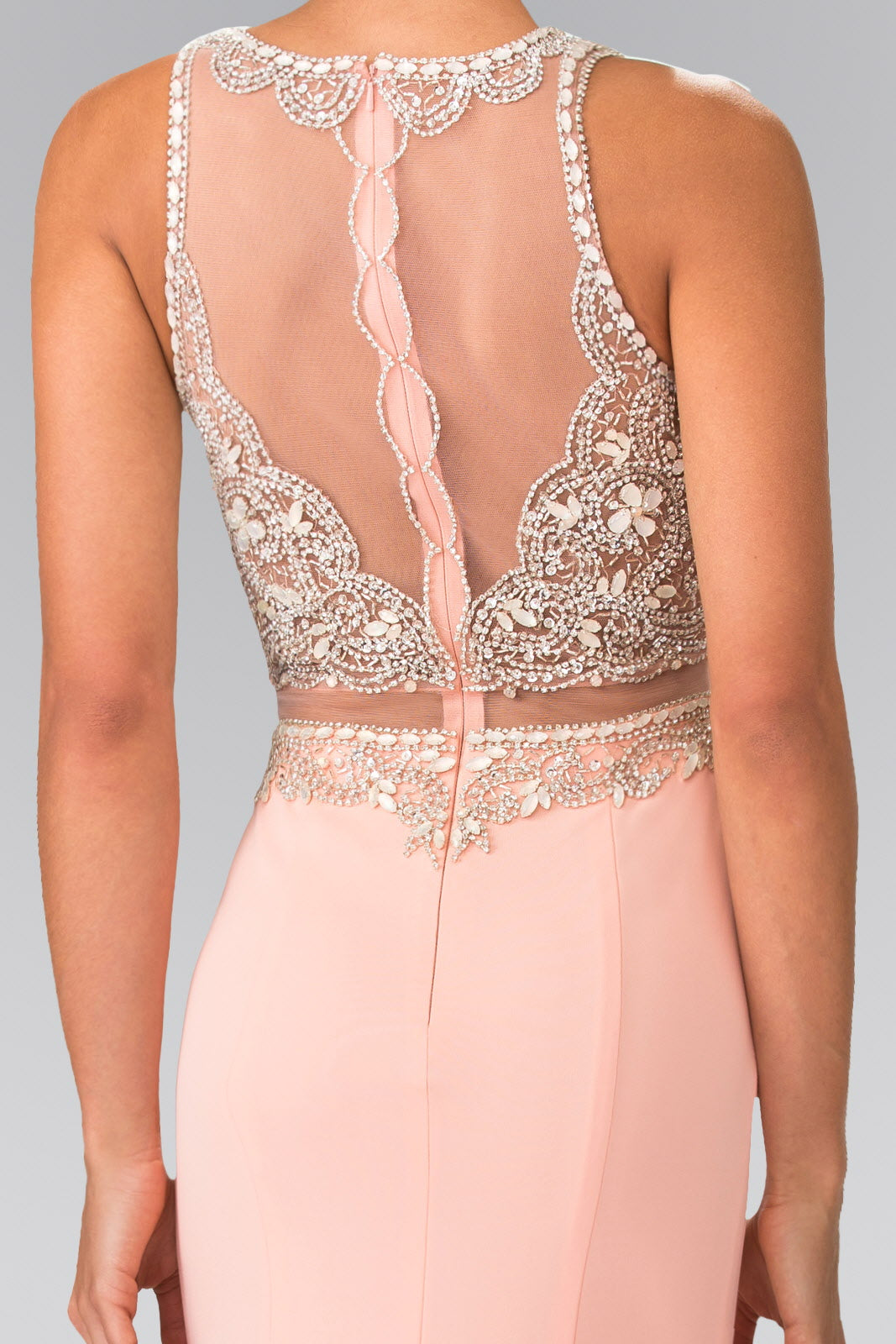 Mock Two-Piece Long Dress with Beaded Top