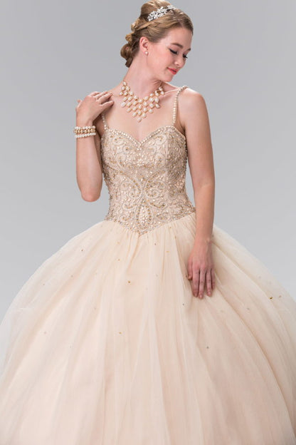 Sweetheart Neckline and Beaded Strap Quinceanera Dress (Bolero Not Included)