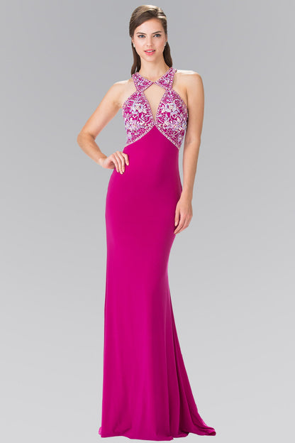 GLS Long Formal Prom Beaded Halter Dress Evening Gown - Navy - Size XS GLS Long Formal Prom Beaded Halter Dress Evening Gown - Navy - Size XS