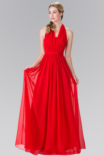 V-Neck Halter Chiffon Long Dress