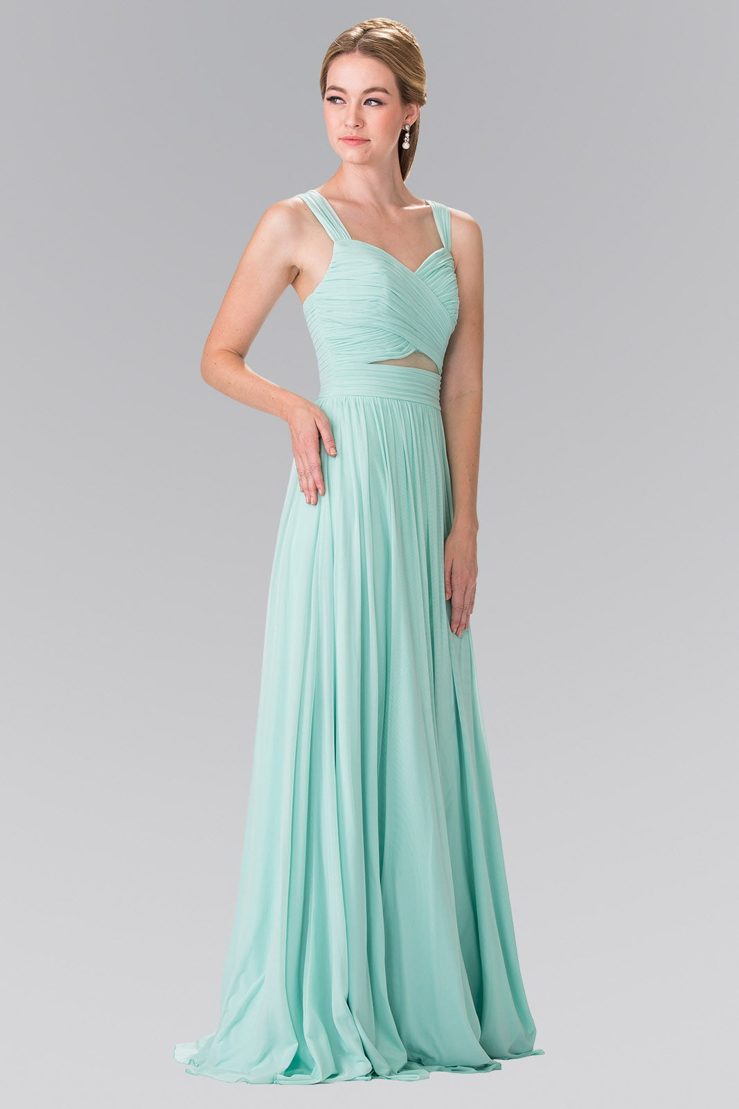 leated Bodice Bridesmaids Long Dress