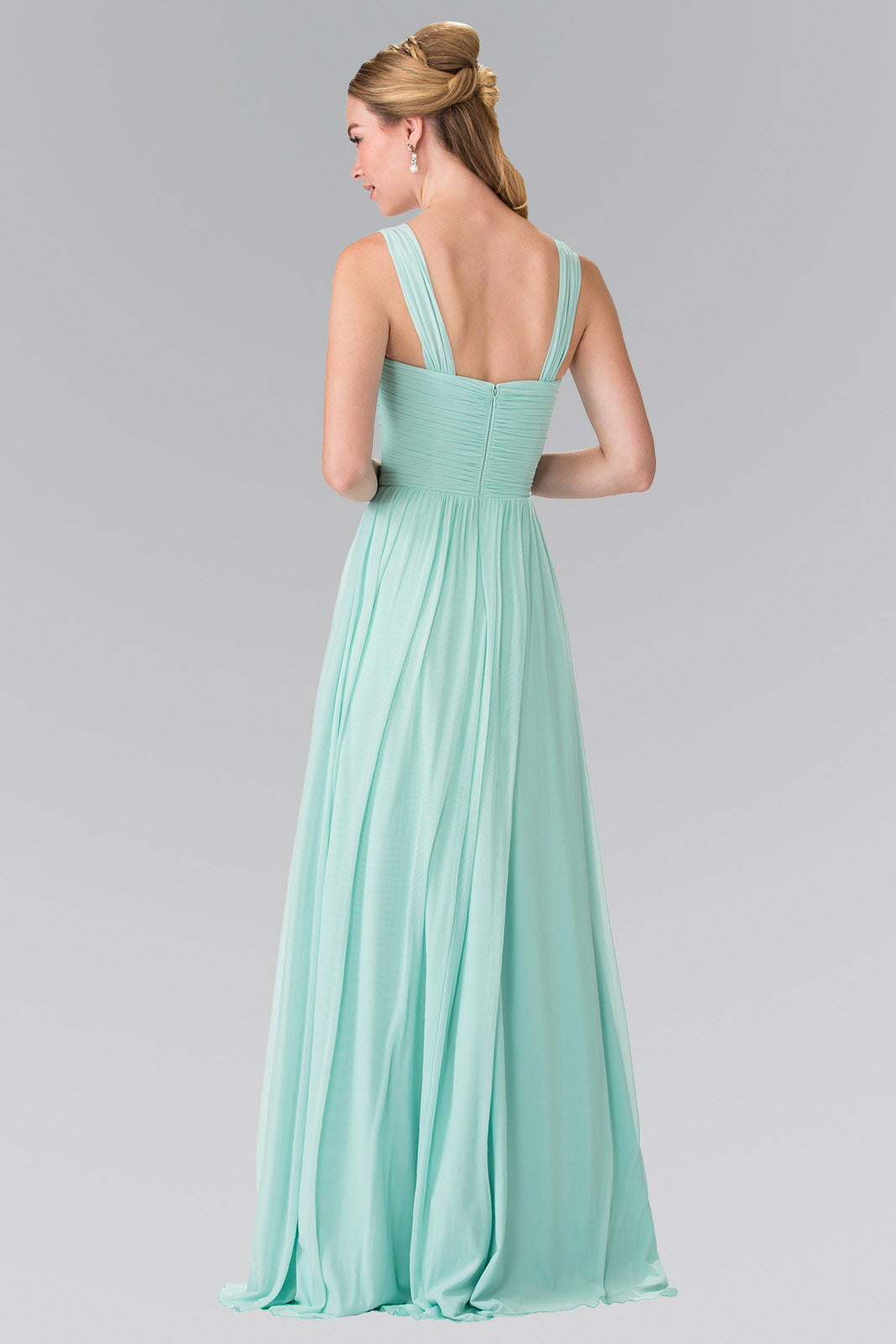 leated Bodice Bridesmaids Long Dress