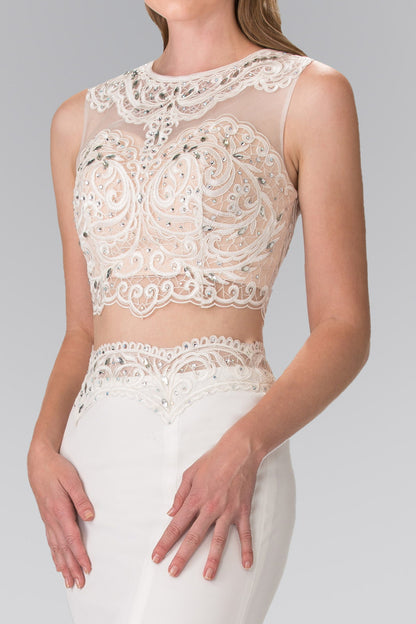 Two-Piece Prom Dress with Embellished Lace Top