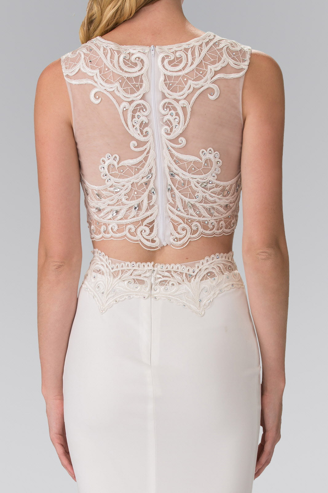 Two-Piece Prom Dress with Embellished Lace Top