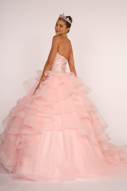 Beads and Jewel Embellished Halter Neck Quinceanera Dress