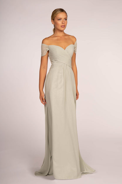 Off-the-Shoulder Chiffon Long Dress