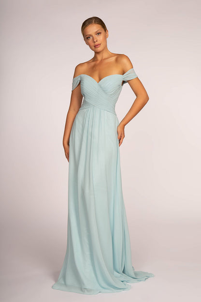 Off-the-Shoulder Chiffon Long Dress