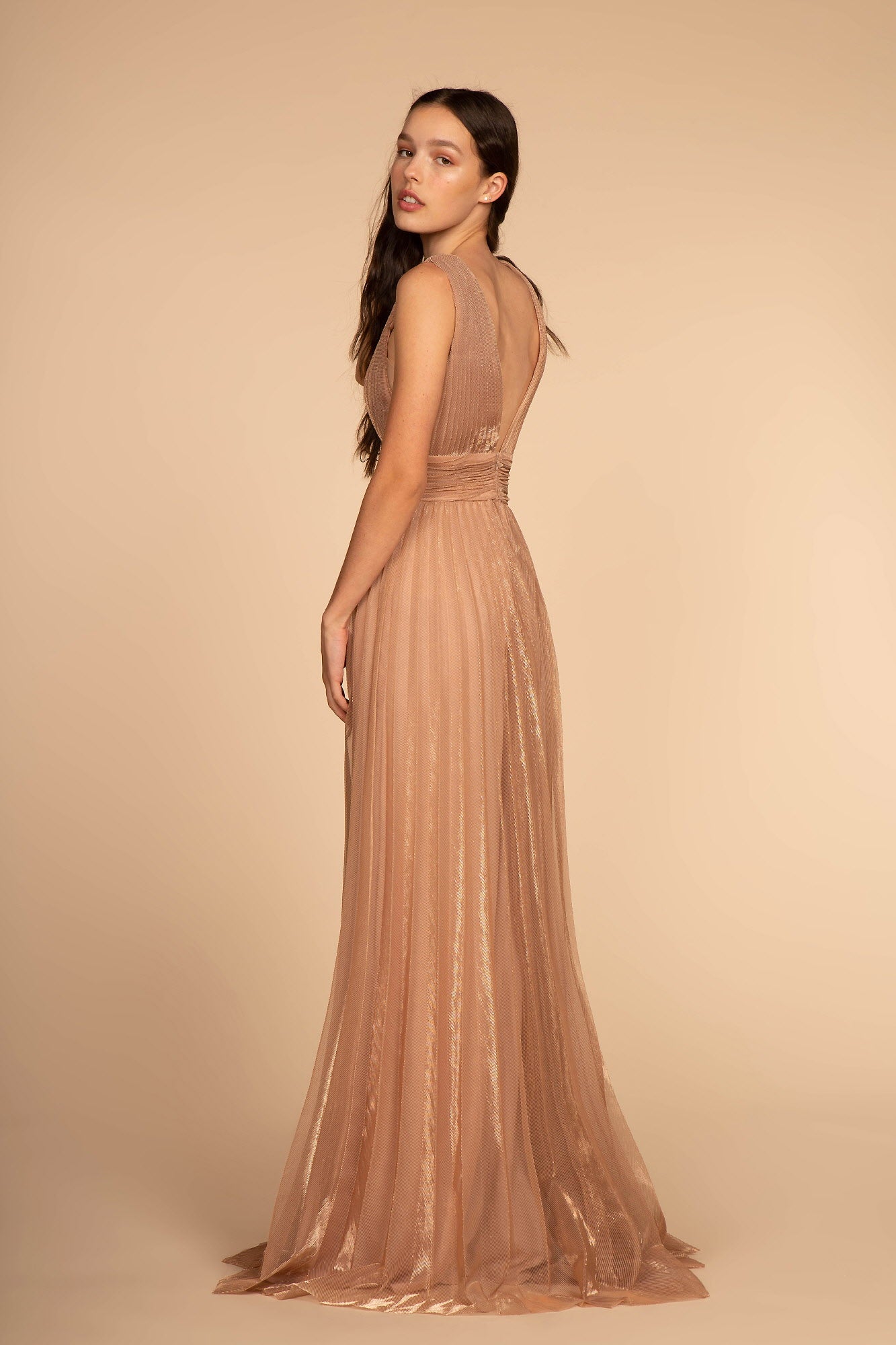 Sleeveless Empire-Waist Long Dress