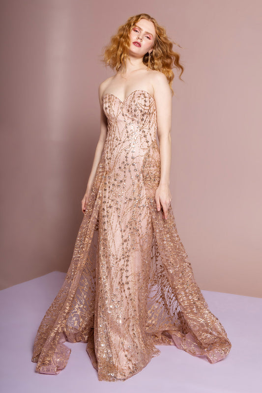 Shimmering Sweetheart Neck A-line Dress by Elizabeth K