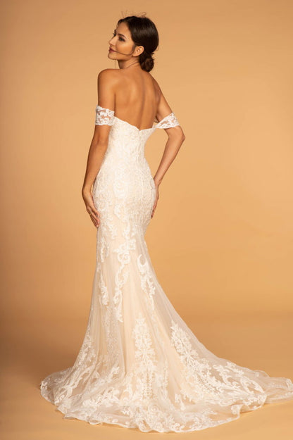 Sweethearted Embroidered Mesh Mermaid Wedding Gown