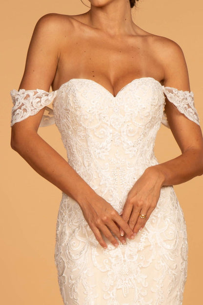 Sweethearted Embroidered Mesh Mermaid Wedding Gown