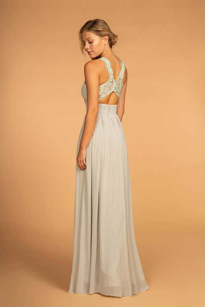 Lace-Strap Chiffon Long Dress