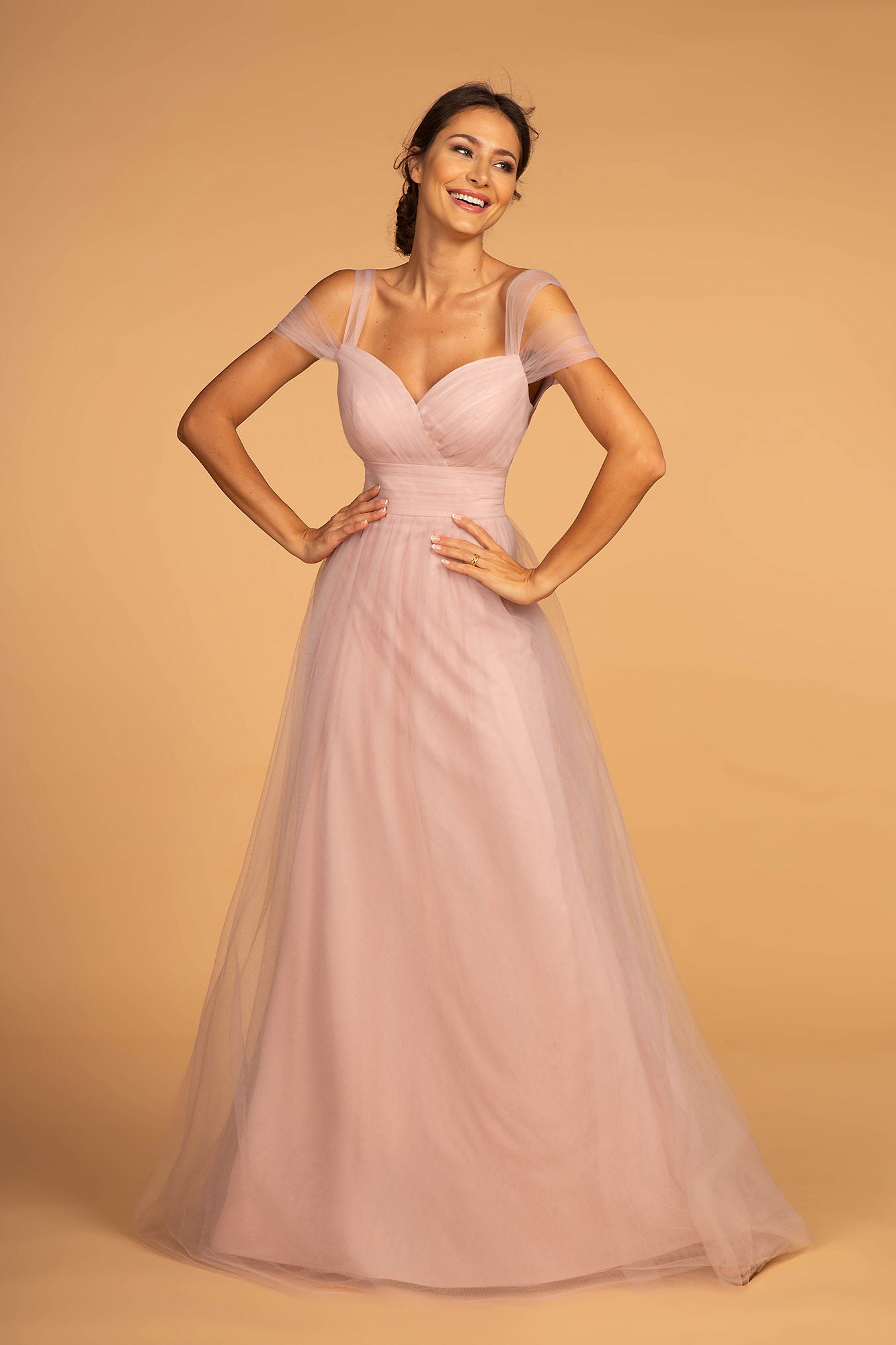 Sweethearted Chiffon Long Dress w/ V-Back