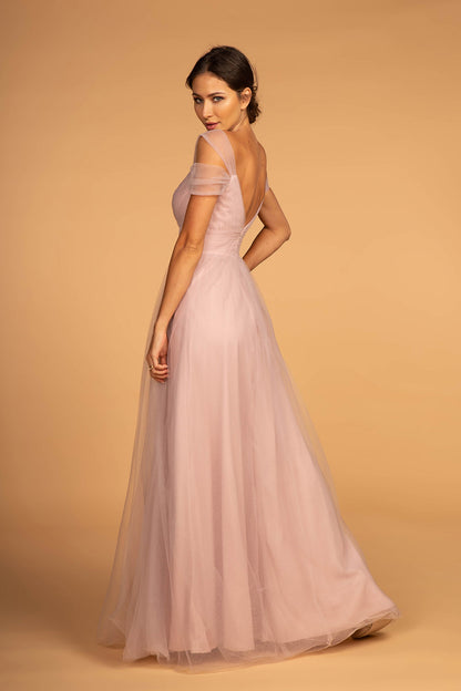 Sweethearted Chiffon Long Dress w/ V-Back