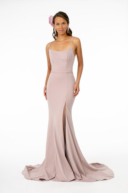 Rome Jersey Illusion Side Slit Long Dress