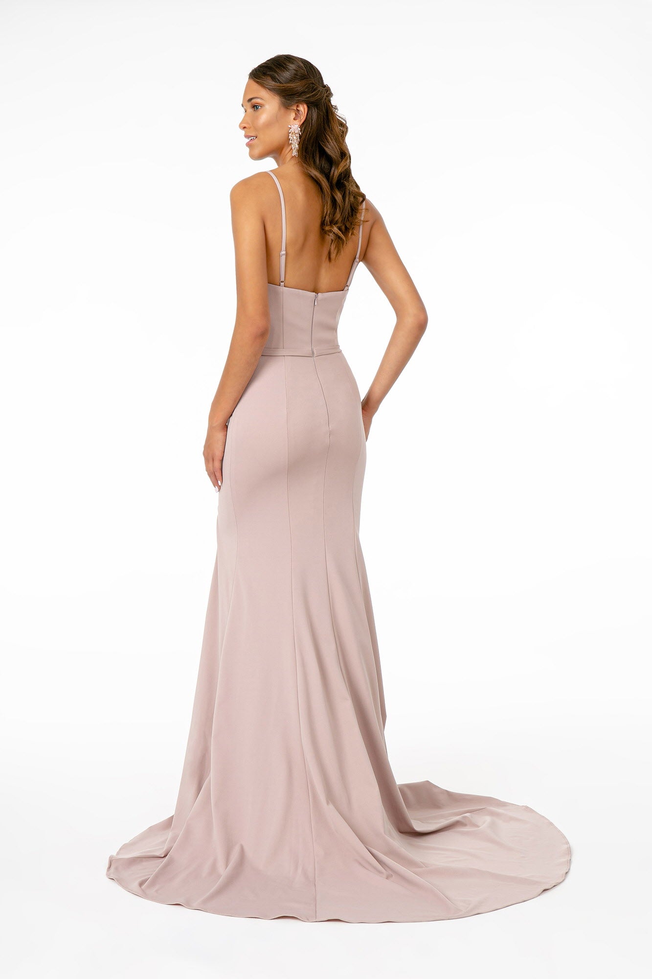 Rome Jersey Illusion Side Slit Long Dress