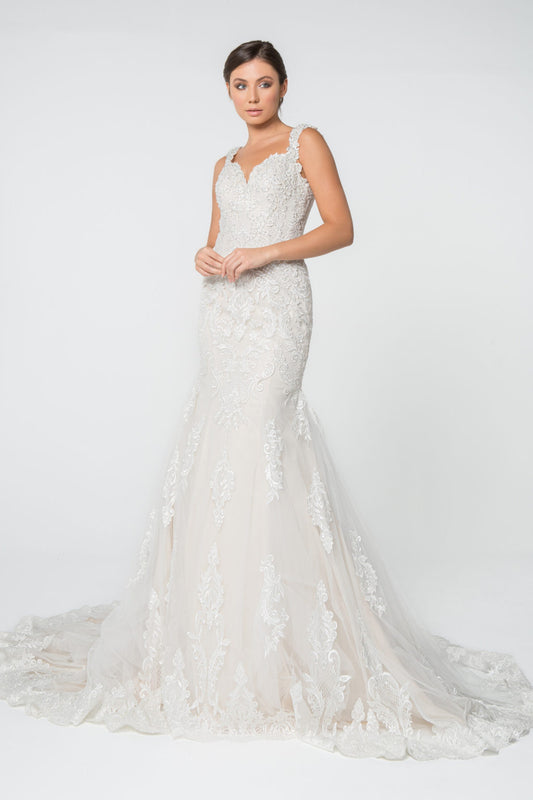 Lace and Jewel Embellished Mermaid Wedding Gown w/ Tail