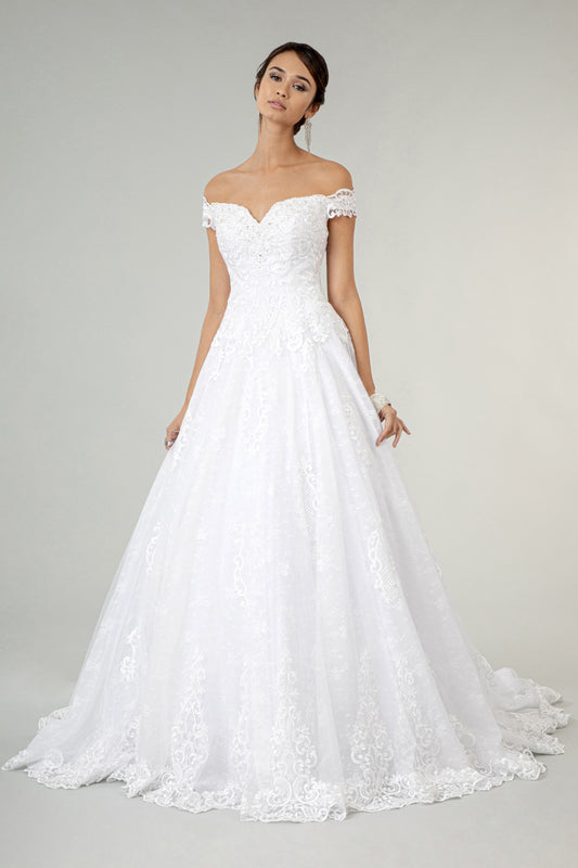 Lace Embellished Bodice A-Line Wedding Gown