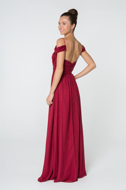 Chiffon Ruched Sweetheart Long Dress