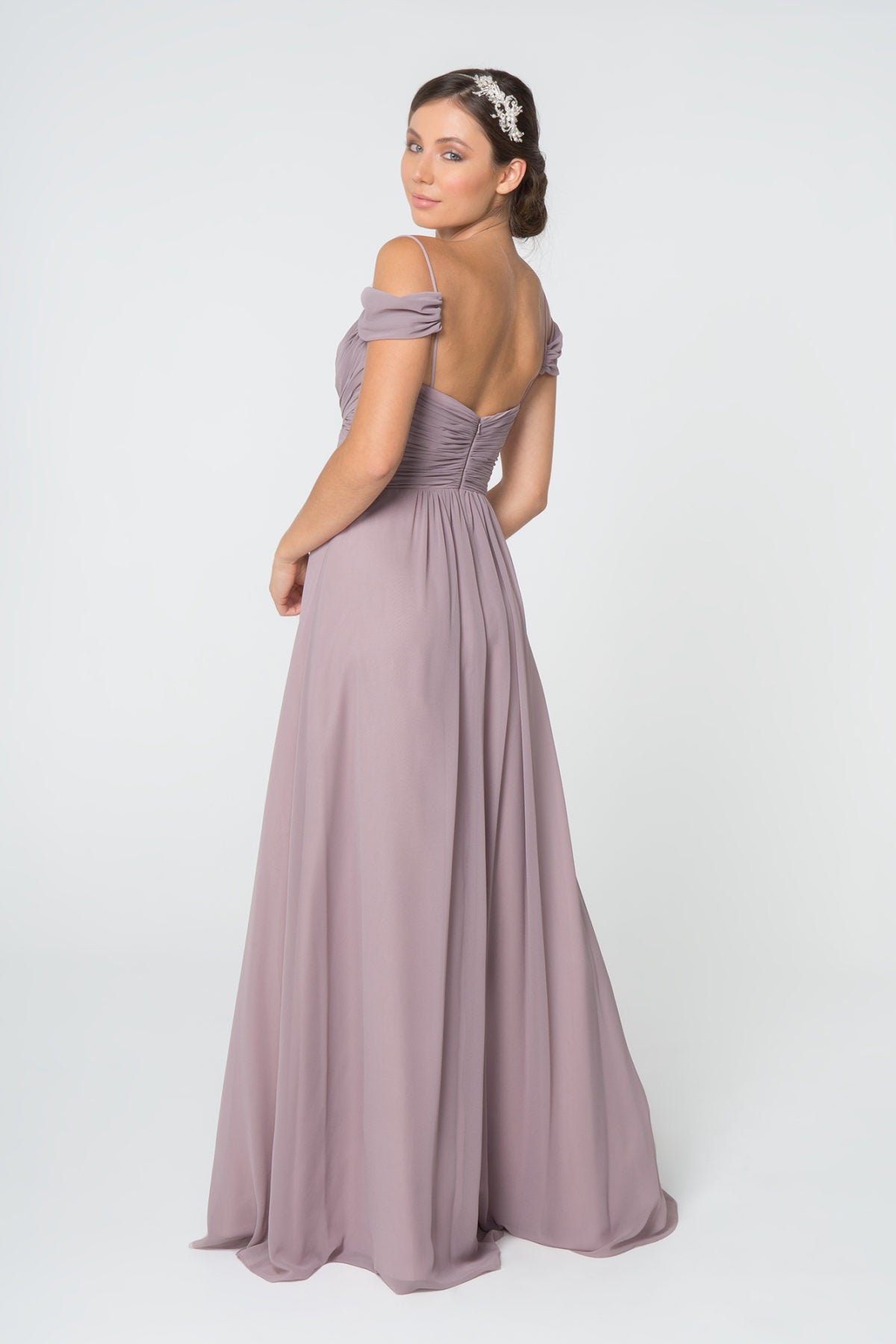 Chiffon Ruched Sweetheart Long Dress