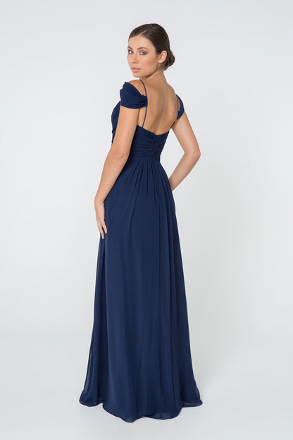 Chiffon Ruched Sweetheart Long Dress