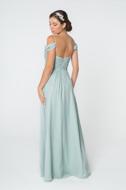 Chiffon Ruched Sweetheart Long Dress