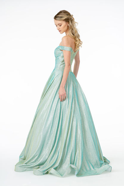 Cut-Away Shoulder Sweetheart Ball Gown