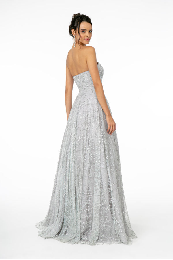 Glitter Mesh A-Line Long Dress