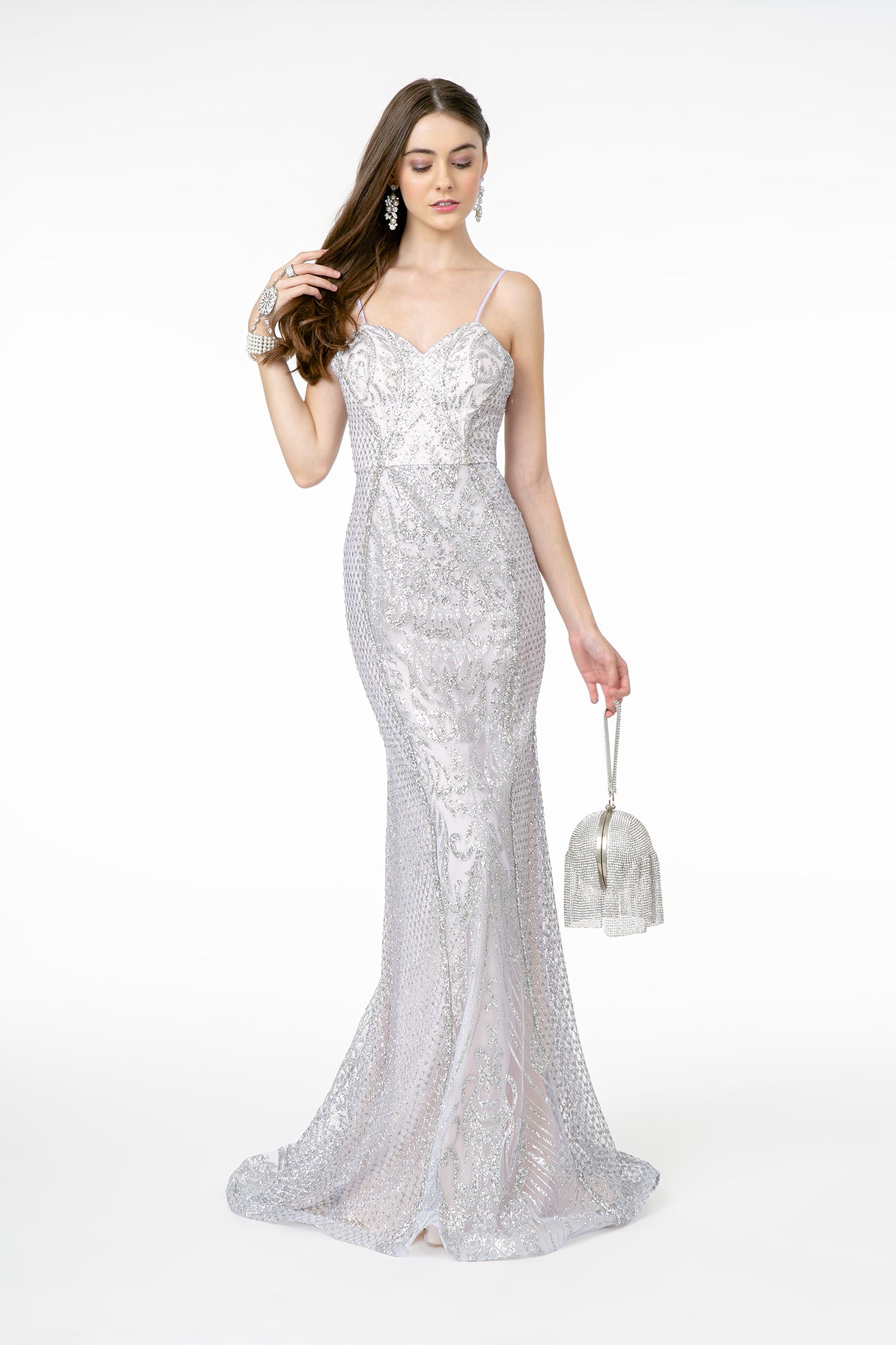 Glitter Mesh Sweetheart Mermaid Long Dress Xs / Silver Glitter Mesh Sweetheart Mermaid Long Dress Xs / Silver