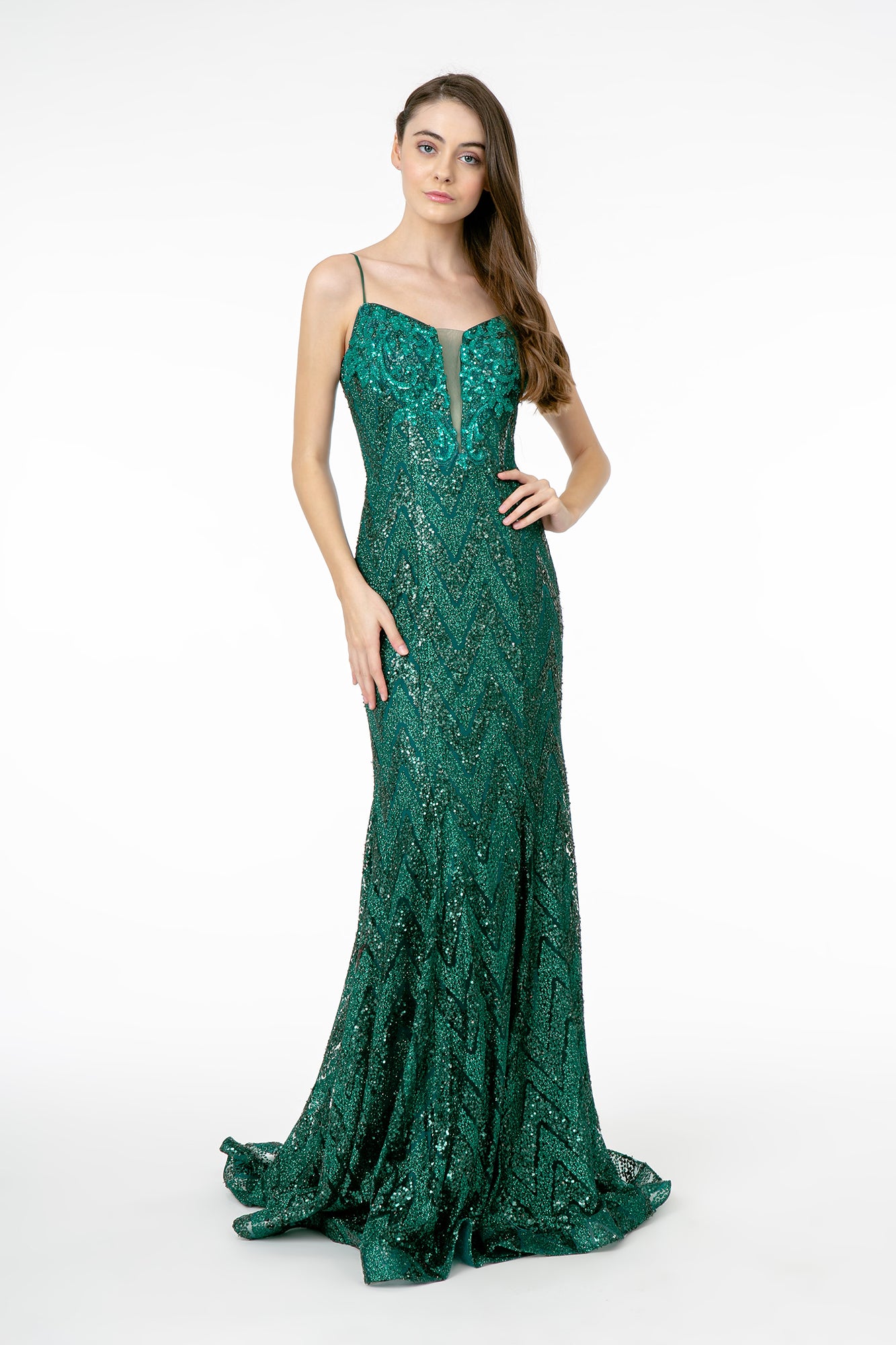 Glitter Sequin Mermaid Long Dress w/ Spaghetti Straps